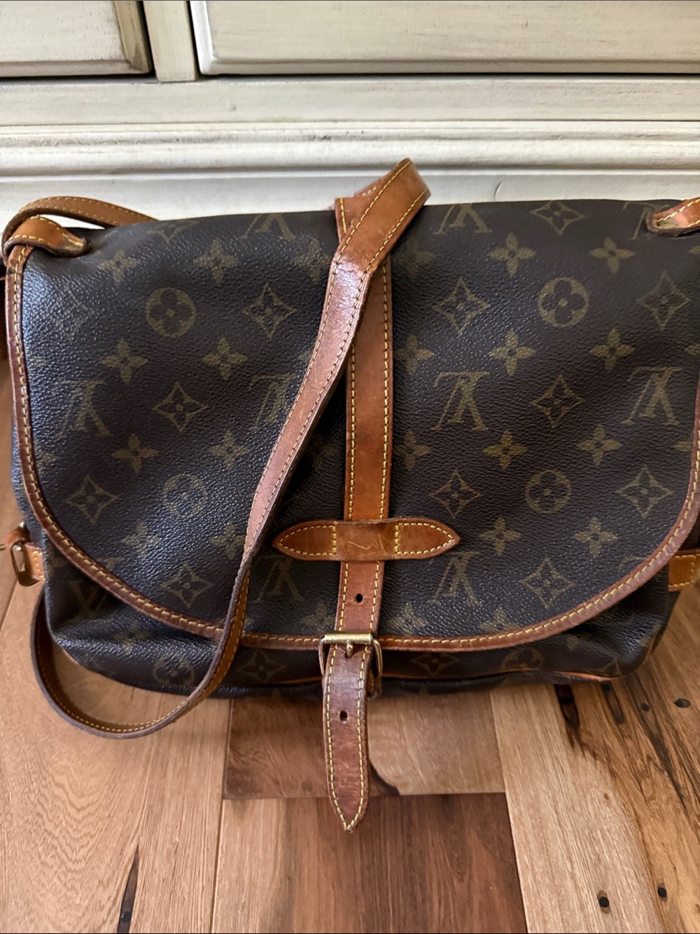 Louis Vuitton Brown Monogram Crossbody Satchel with Tan Strap - Picture 16 of 16